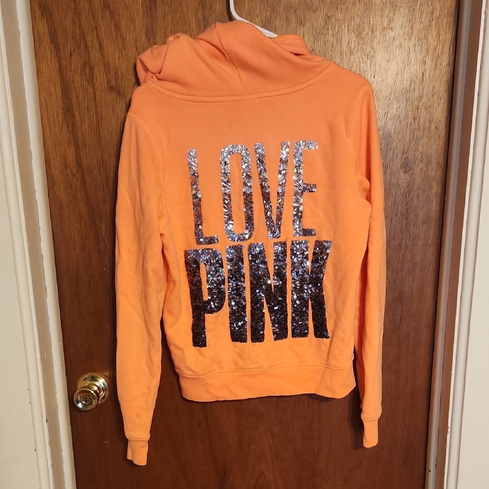 PINK Victoria's Secret Orange Zip-Up Hoodie
